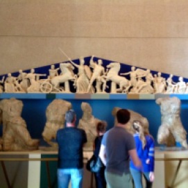 Admiring a maquette of the Parthenon Frieze, Nashville, TN