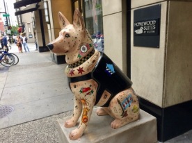 One of the Dog Sculpture guarding the entrance to the Homewood Suites, Downtown - the SBCS Convention hotel.